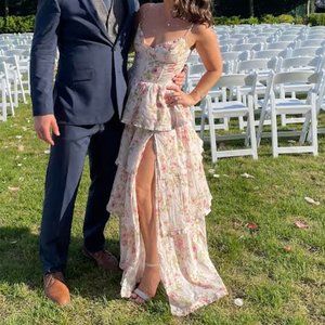 V Chapman The Caterina Dress in Pink Rose Print